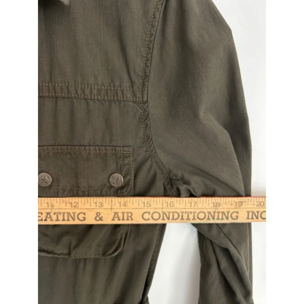J.Crew Silk Cotton Utility Military Field Jacket Olive Green Safari Belted Sz SS